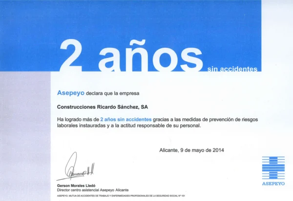 ASEPEYO 2 años sin accidentes